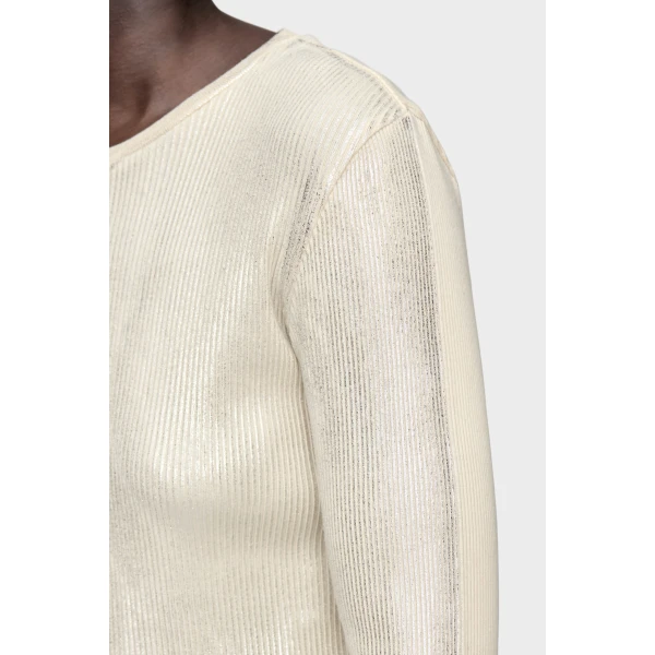Maison Margiela Silver Print Long-Sleeve Top in Dirty Wash | Long Sleeve | Coveti