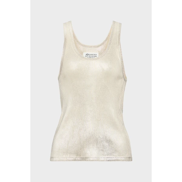 Maison Margiela Silver Print Tank Top in Dirty Wash | Sleeveless | Coveti