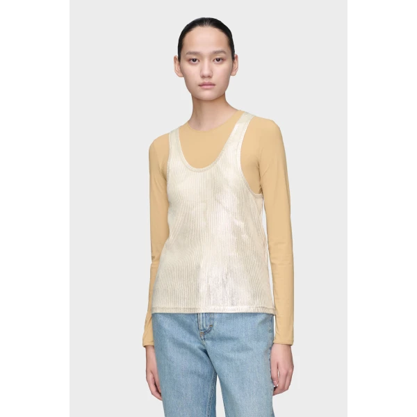Maison Margiela Silver Print Tank Top in Dirty Wash | Sleeveless | Coveti