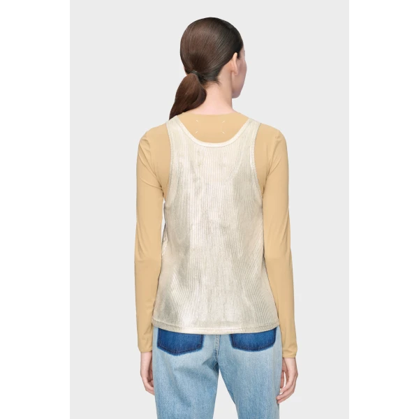 Maison Margiela Silver Print Tank Top in Dirty Wash | Sleeveless | Coveti