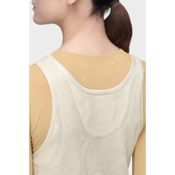 Maison Margiela Silver Print Tank Top in Dirty Wash | Sleeveless | Coveti