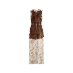Maison Margiela Slashed Velvet Floral Maxi Dress in Bordeaux | Coveti