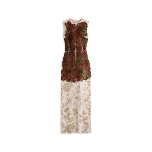 Slashed Velvet Floral Maxi Dress in Bordeaux