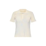 Maison Margiela Stamped Cotton Knit Polo in Pale Blue | Coveti