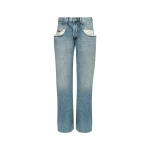 Maison Margiela Straight Jeans with Contrasted Pockets in Blue Jeans | Coveti