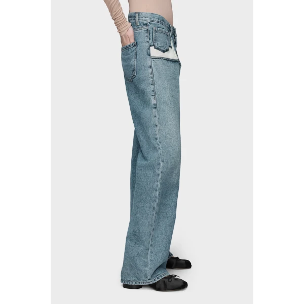 Maison Margiela Straight Jeans with Contrasted Pockets in Blue Jeans | Denim | Coveti