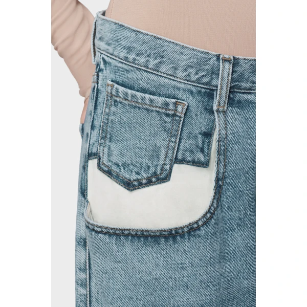 Maison Margiela Straight Jeans with Contrasted Pockets in Blue Jeans | Denim | Coveti