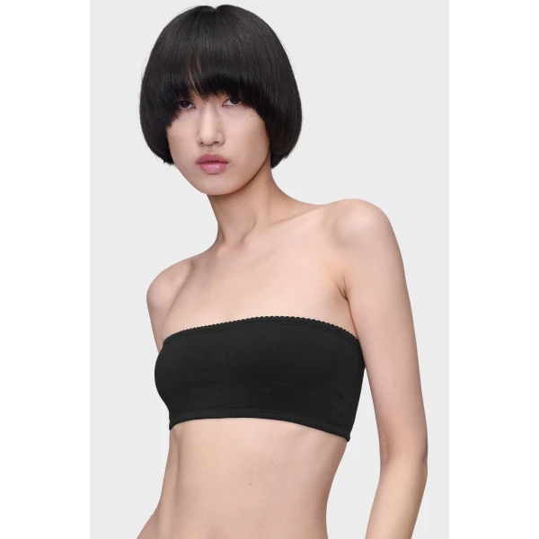 Maison Margiela Strapless Bandeau Top in Black | Cropped Top | Coveti