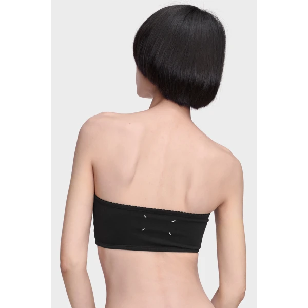 Maison Margiela Strapless Bandeau Top in Black | Cropped Top | Coveti