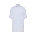 Maison Margiela Striped Cotton Short-Sleeve Shirt in White and Light Blue Maison Margiela Striped Cotton Short-Sleeve Shirt in White and Light Blue | Coveti