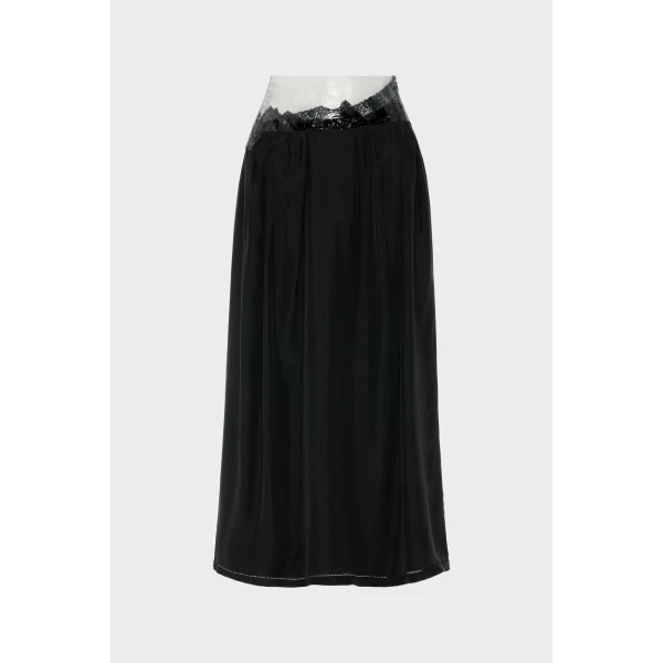 Maison Margiela Taped Midi Skirt in Black | Midi Skirts | Coveti