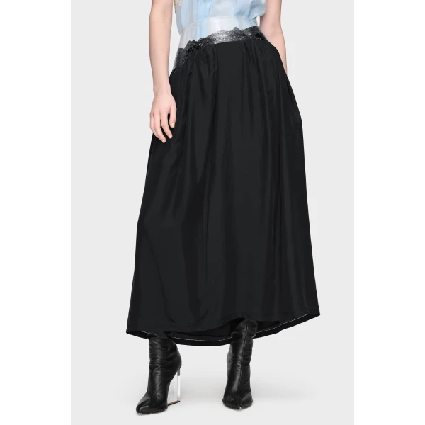 Maison Margiela Taped Midi Skirt in Black | Midi Skirts | Coveti
