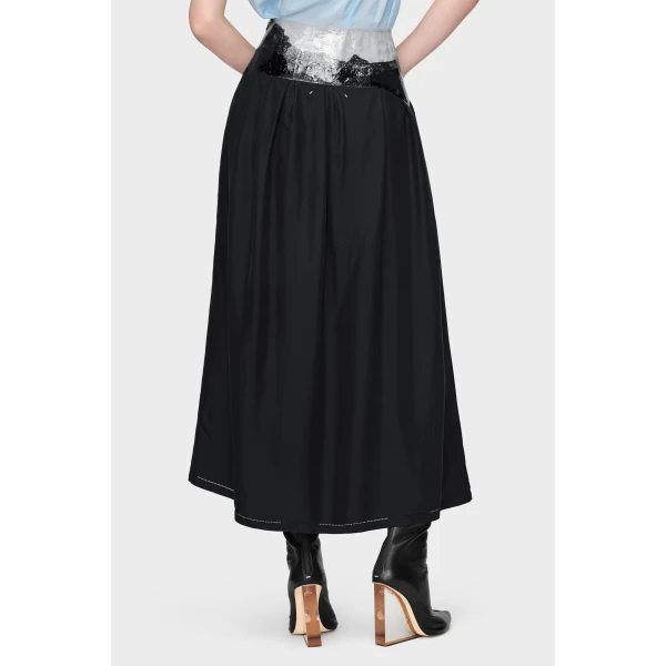 Maison Margiela Taped Midi Skirt in Black | Midi Skirts | Coveti