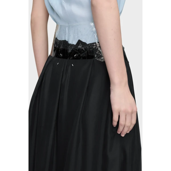 Maison Margiela Taped Midi Skirt in Black | Midi Skirts | Coveti