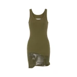 Maison Margiela Taped Rib Mini Dress in Olive | Coveti