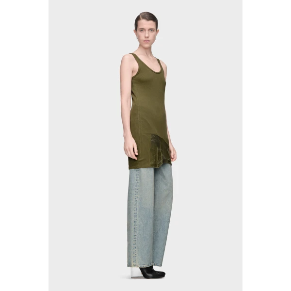 Maison Margiela Taped Rib Mini Dress in Olive | Mini Dresses | Coveti