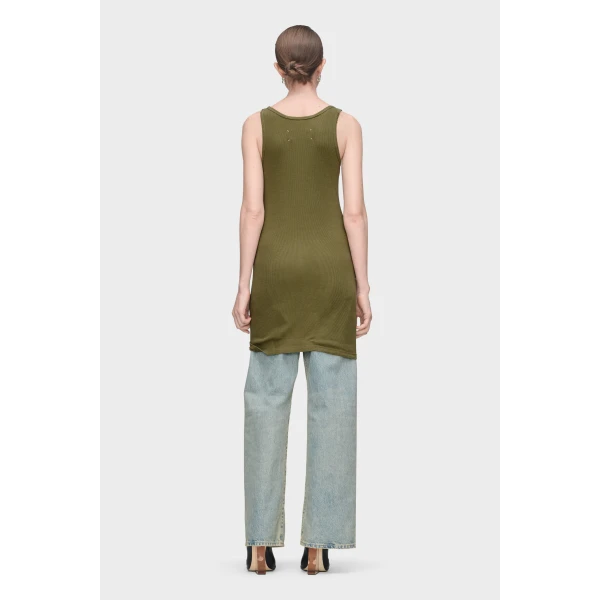 Maison Margiela Taped Rib Mini Dress in Olive | Mini Dresses | Coveti