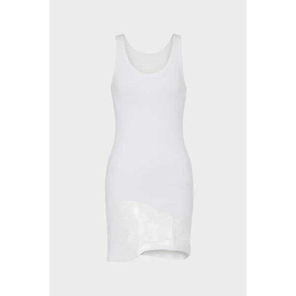 Maison Margiela Taped Rib Mini Dress in White | Mini Dresses | Coveti