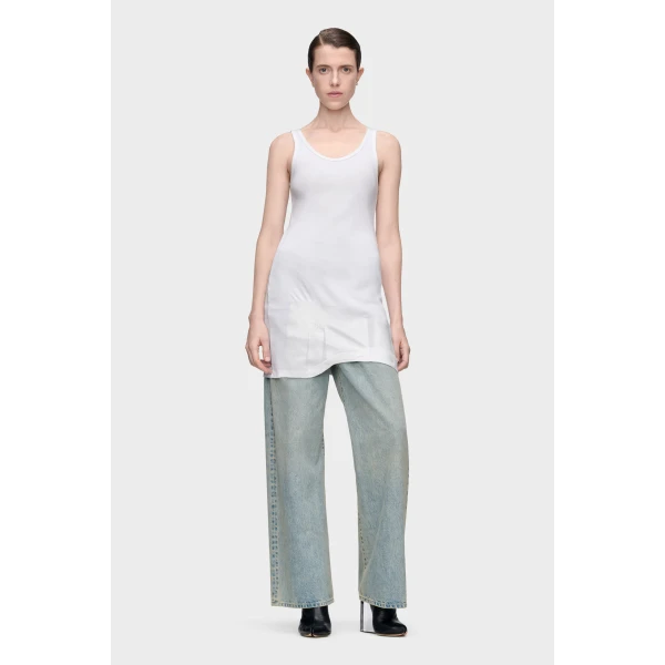 Maison Margiela Taped Rib Mini Dress in White | Mini Dresses | Coveti