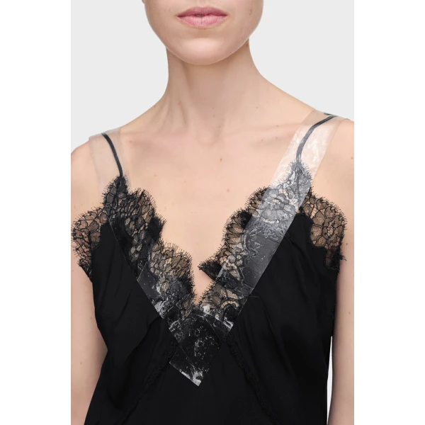 Maison Margiela Taped Slip Dress in Black | Midi Dresses | Coveti