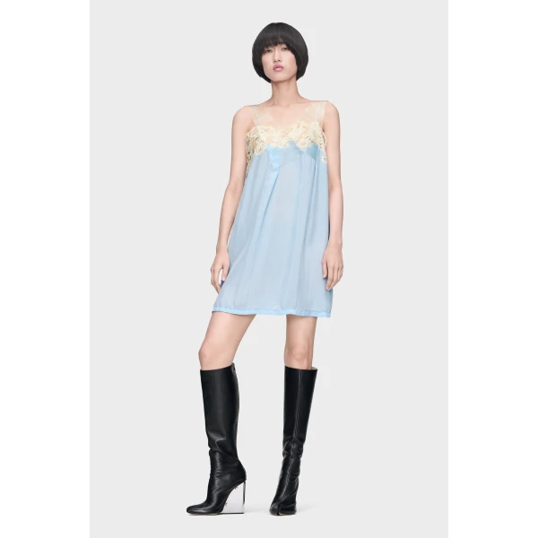 Maison Margiela Taped Slip Dress in Light Blue | Mini Dresses | Coveti