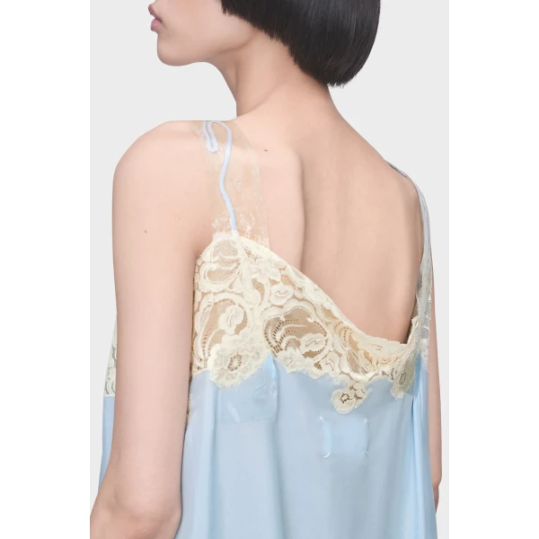Maison Margiela Taped Slip Dress in Light Blue | Mini Dresses | Coveti
