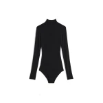 Maison Margiela Technical Jersey Turtleneck Bodysuit in Black | Coveti