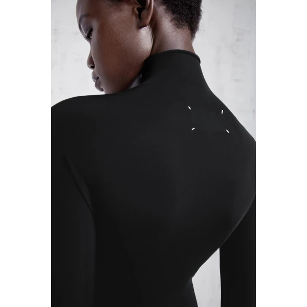 Maison Margiela Technical Jersey Turtleneck Bodysuit in Black | Bodysuit | Coveti