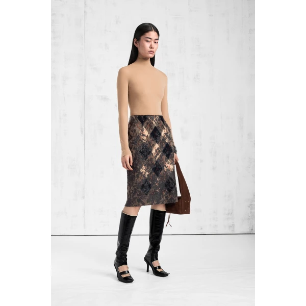 Maison Margiela Technical Jersey Turtleneck Bodysuit in Nude | Bodysuit | Coveti