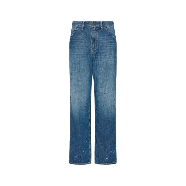 Treated Denim Jeans in Blue Jeans