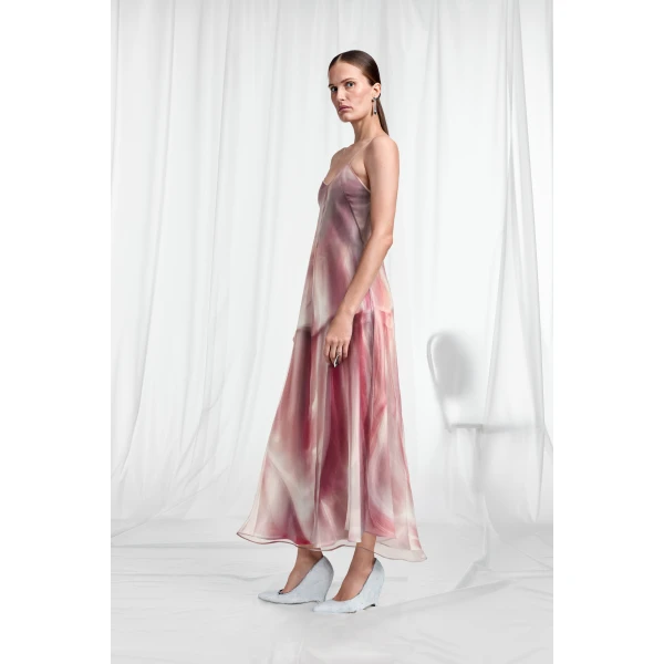 Maison Margiela Trompe L'oeil Organza Slip Dress in Multicolour | Midi Dresses | Coveti