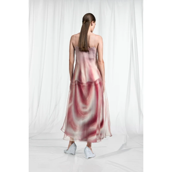 Maison Margiela Trompe L'oeil Organza Slip Dress in Multicolour | Midi Dresses | Coveti