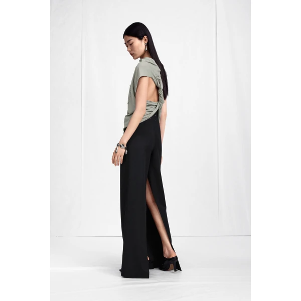 Maison Margiela Twisted Back Cotton Top in Sage Green | Tops | Coveti