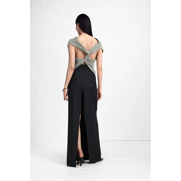 Maison Margiela Twisted Back Cotton Top in Sage Green | Tops | Coveti