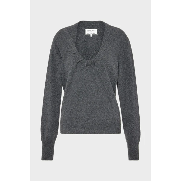Maison Margiela Twisted Knit Crewneck Sweater in Grey | Sweaters | Coveti