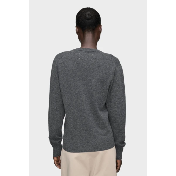 Maison Margiela Twisted Knit Crewneck Sweater in Grey | Sweaters | Coveti