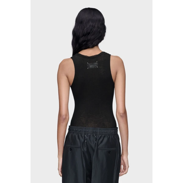 Maison Margiela Twisted Knit Tank Top in Black | Sleeveless | Coveti