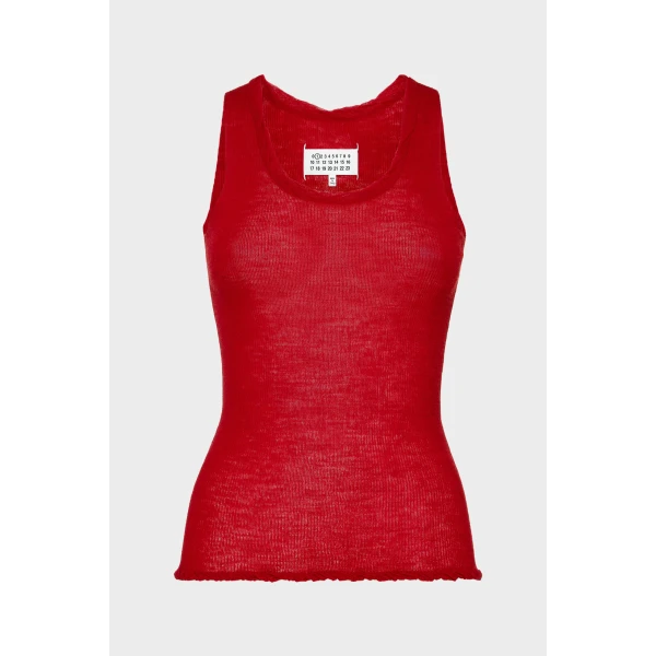 Maison Margiela Twisted Knit Tank Top in Red | Sleeveless | Coveti