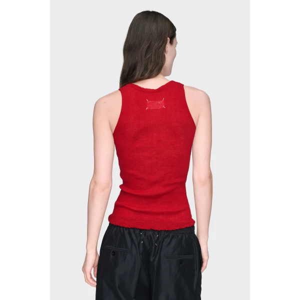 Maison Margiela Twisted Knit Tank Top in Red | Sleeveless | Coveti