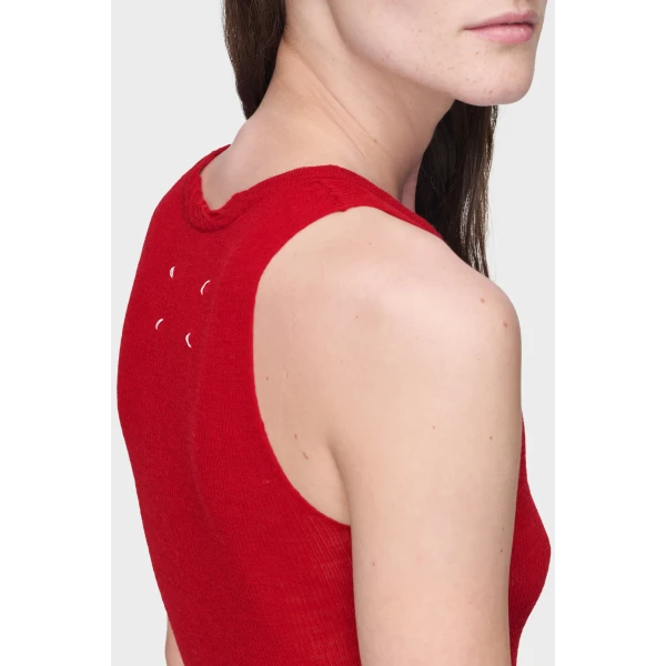 Maison Margiela Twisted Knit Tank Top in Red | Sleeveless | Coveti