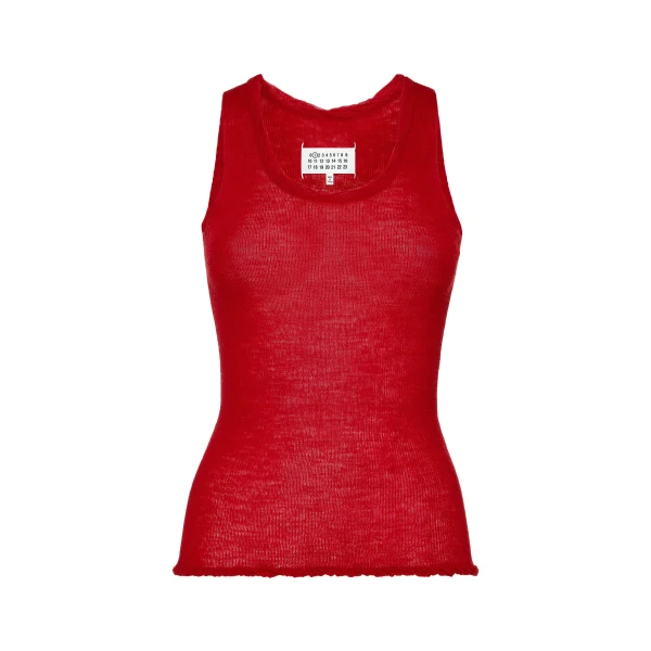 Twisted Knit Tank Top in Red