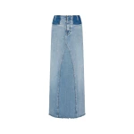 Maison Margiela Two-Tone Denim Maxi Skirt in Blue Jeans | Coveti