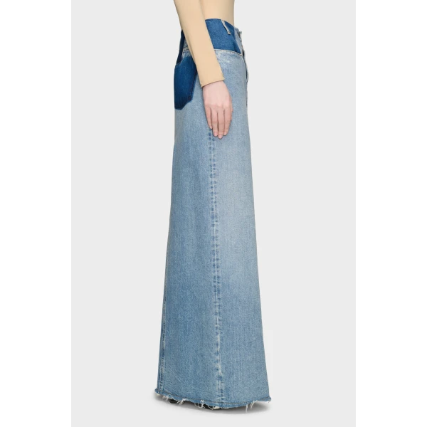 Maison Margiela Two-Tone Denim Maxi Skirt in Blue Jeans | Denim Skirts | Coveti