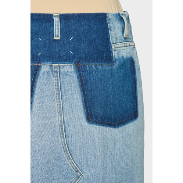 Maison Margiela Two-Tone Denim Maxi Skirt in Blue Jeans | Denim Skirts | Coveti