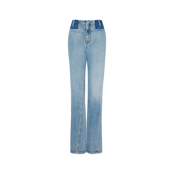 Two-Tone Denim Trousers in Blue