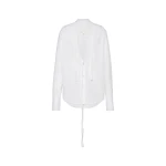 Maison Margiela V-Neck Cotton Shirt in White | Coveti