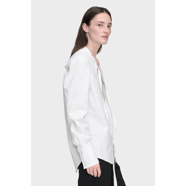 Maison Margiela V-Neck Cotton Shirt in White | Shirts | Coveti