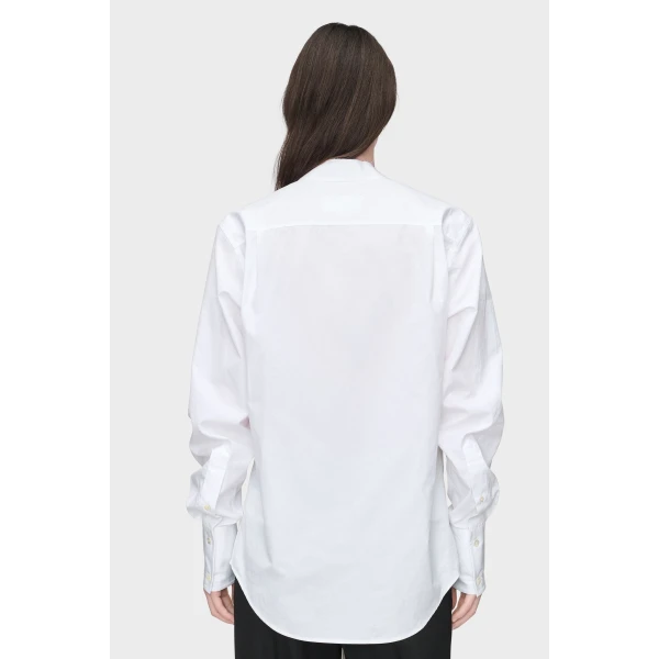 Maison Margiela V-Neck Cotton Shirt in White | Shirts | Coveti