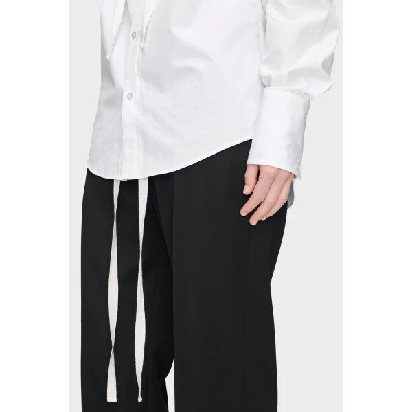 Maison Margiela V-Neck Cotton Shirt in White | Shirts | Coveti