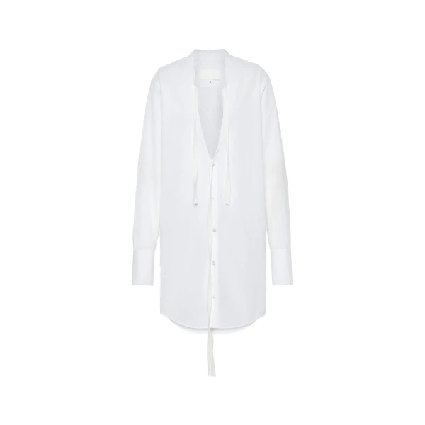 V-Neck Shirt Dress in White